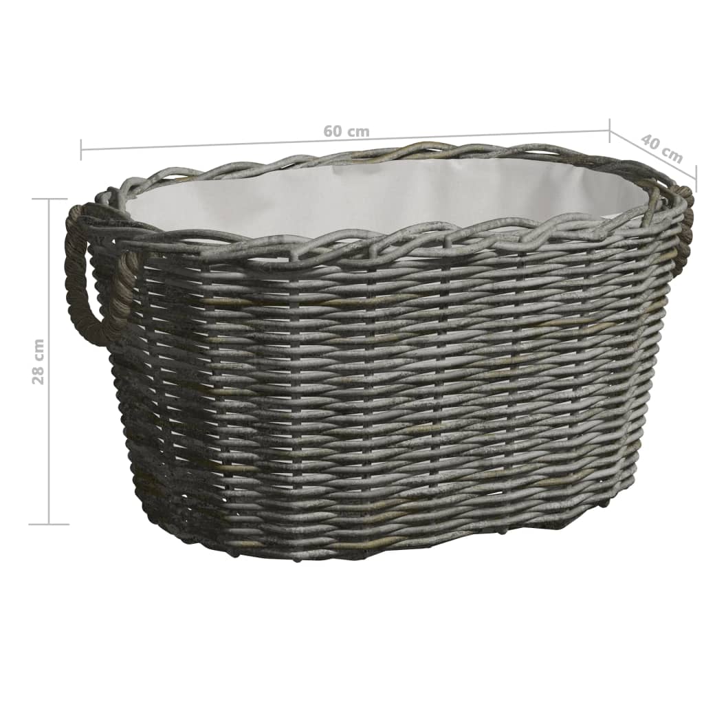 vidaXL Firewood Basket with Carrying Handles 60x40x28 cm Grey Willow