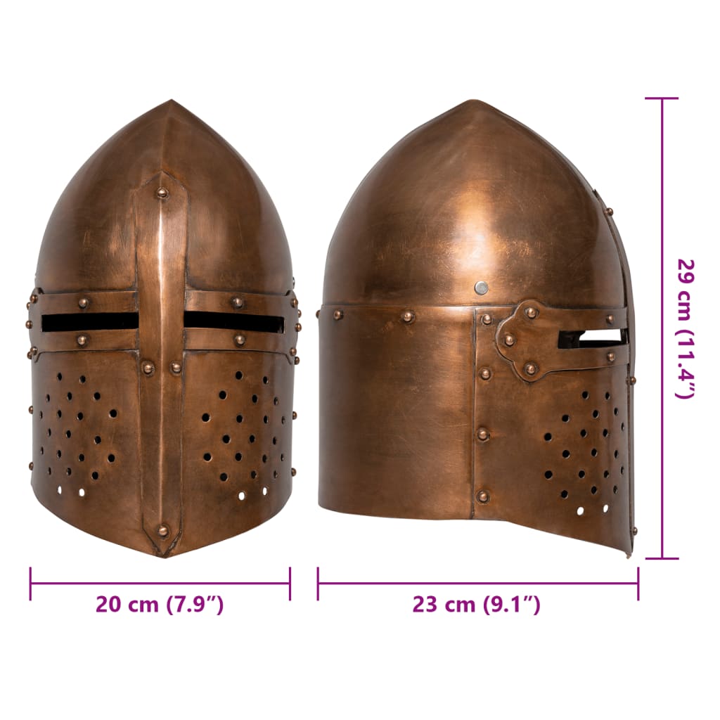 vidaXL Medieval Knight Helmet Antique Replica LARP Copper Steel