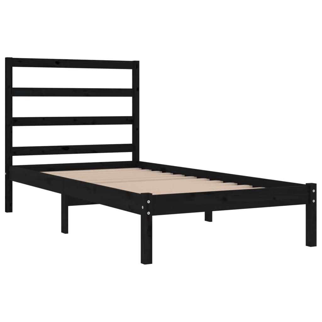 vidaXL Bed Frame Black Solid Wood Pine 100x200 cm