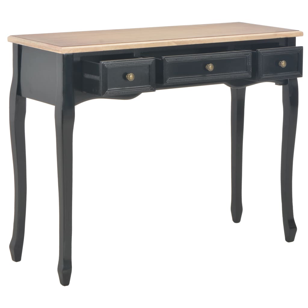 vidaXL Dressing Console Table with 3 Drawers Black