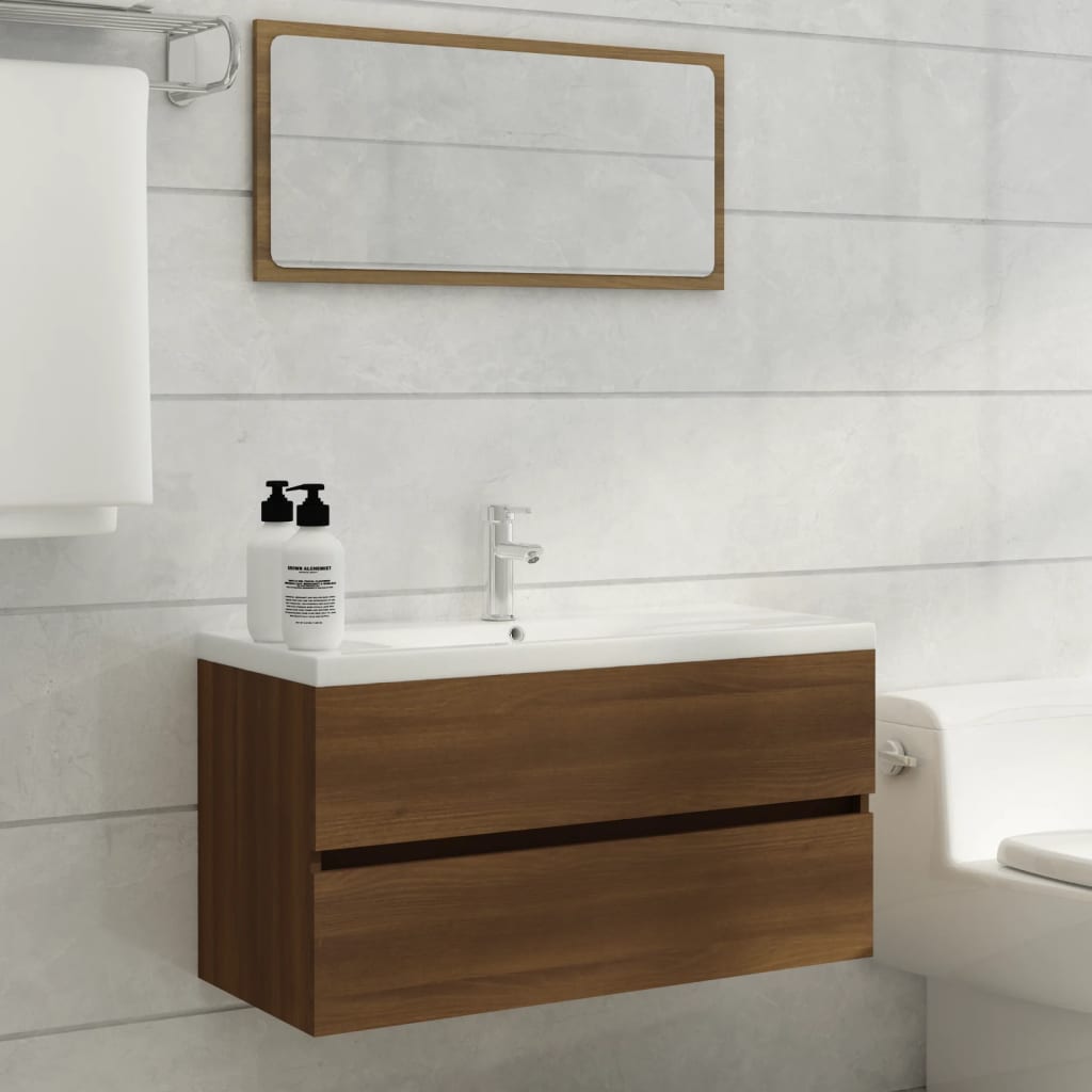 vidaXL Sink Cabinet Brown Oak 90x38.5x45 cm Engineered Wood