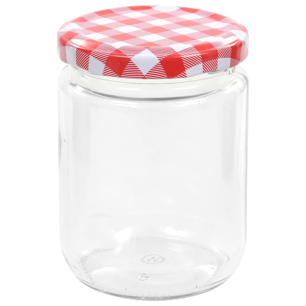 vidaXL Glass Jam Jars with White and Red Lid 48 pcs 230 ml
