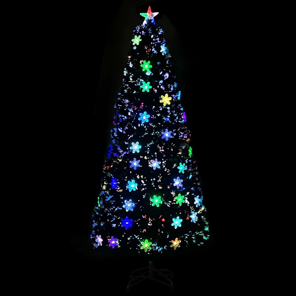 vidaXL Christmas Tree with LED Snowflakes Black 180 cm Fibre Optic
