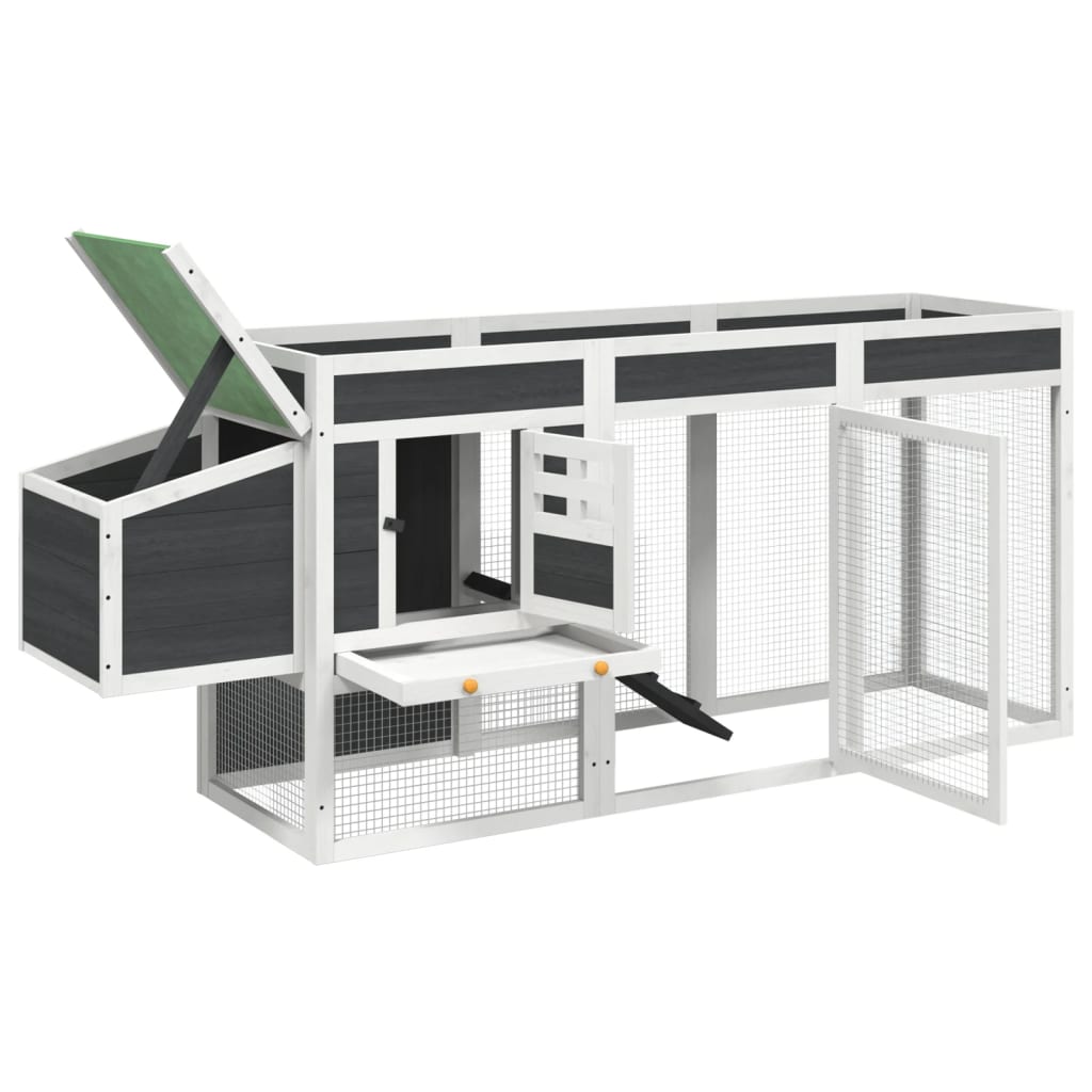 vidaXL Chicken Coop Grey 204x50x84 cm Solid Wood Pine vidaXL.ie