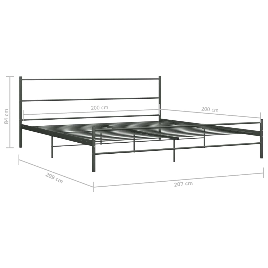 vidaXL Bed Frame Grey Metal 200x200 cm