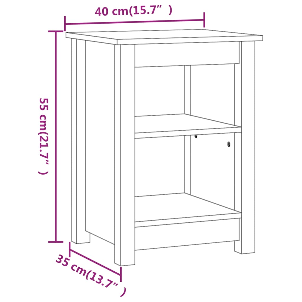 vidaXL Bedside Cabinet Grey 40x35x55 cm Solid Wood Pine