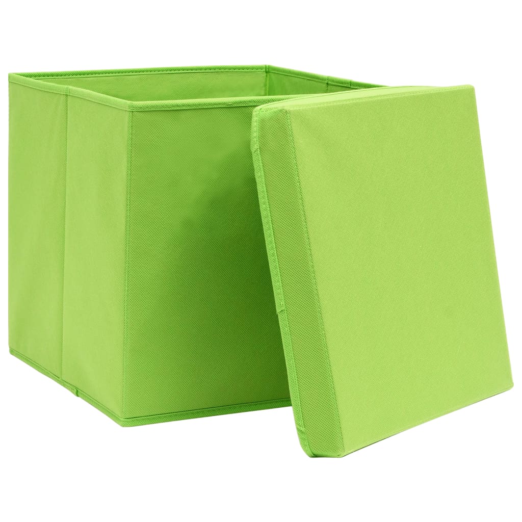 vidaXL Storage Boxes with Covers 4 pcs 28x28x28 cm Green