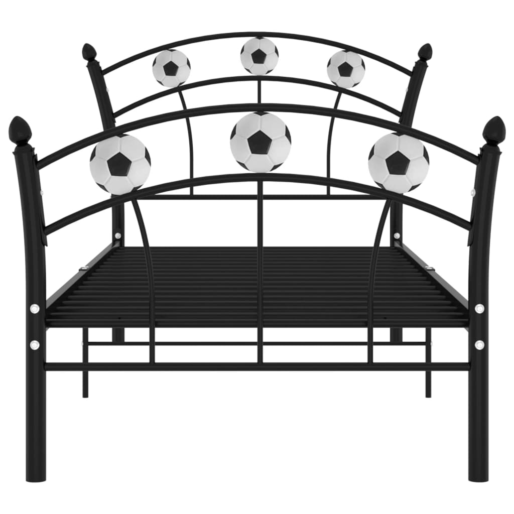 vidaXL Bed Frame with Football Design Black Metal 90x200 cm