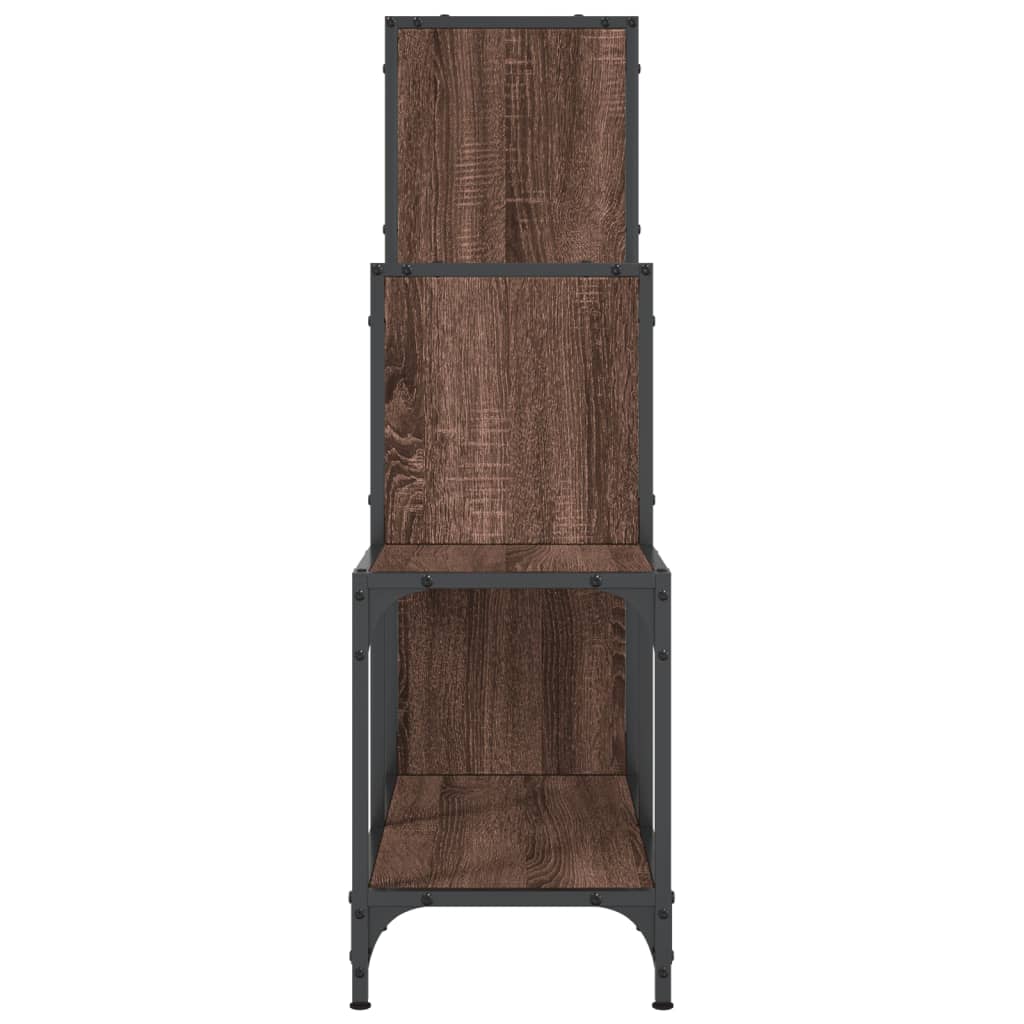 vidaXL Bookcase Brown Oak 92x30x102 cm Engineered Wood and Metal