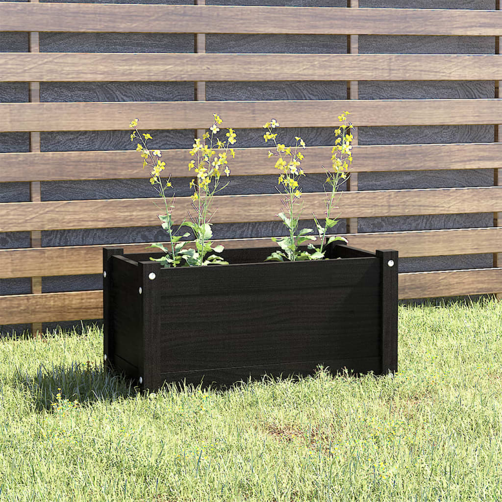 vidaXL Garden Planter Black 60x31x31 cm Solid Pinewood