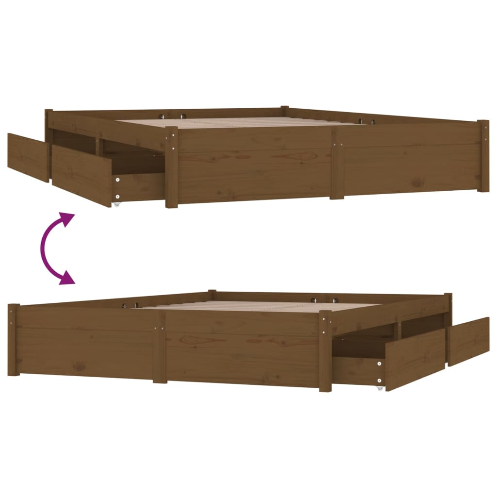 vidaXL Bed Frame with Drawers Honey Brown 180x200 cm Super King Size