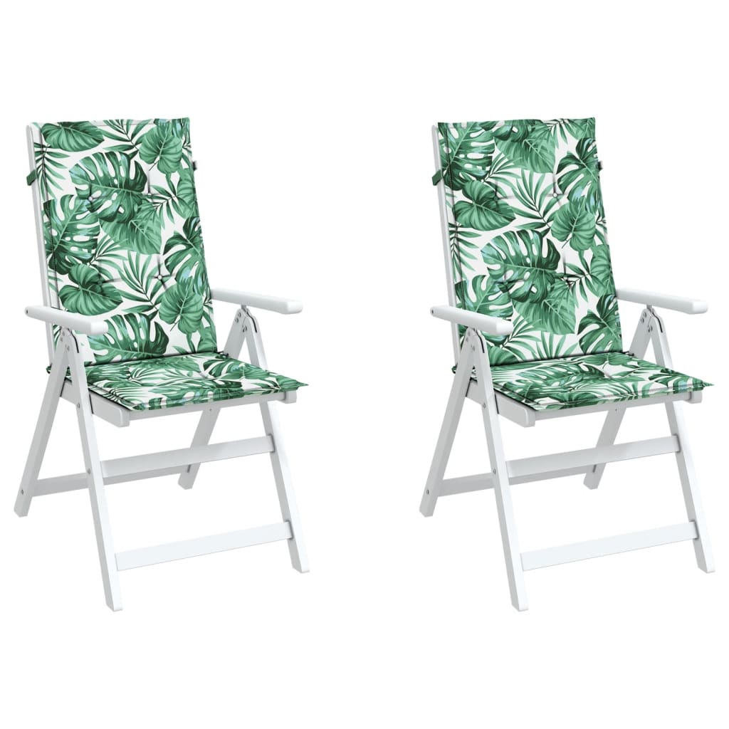 vidaXL Highback Chair Cushions 2 pcs Leaf Pattern Fabric