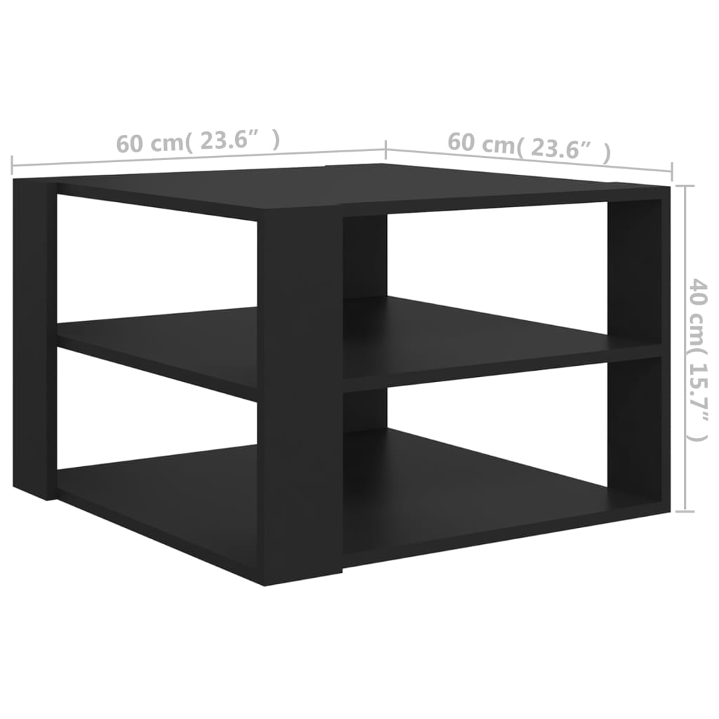 vidaXL Coffee Table Black 60x60x40 cm Engineered Wood