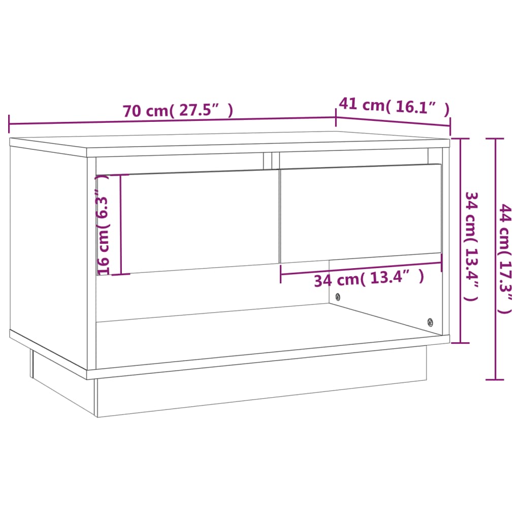 vidaXL TV Cabinet Concrete Grey 70x41x44 cm Engineered Wood