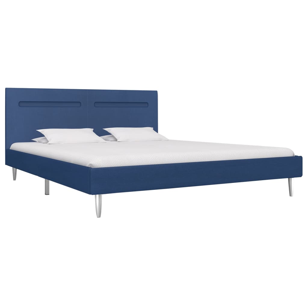 vidaXL Bed Frame with LED Blue Fabric 180x200 cm Super King