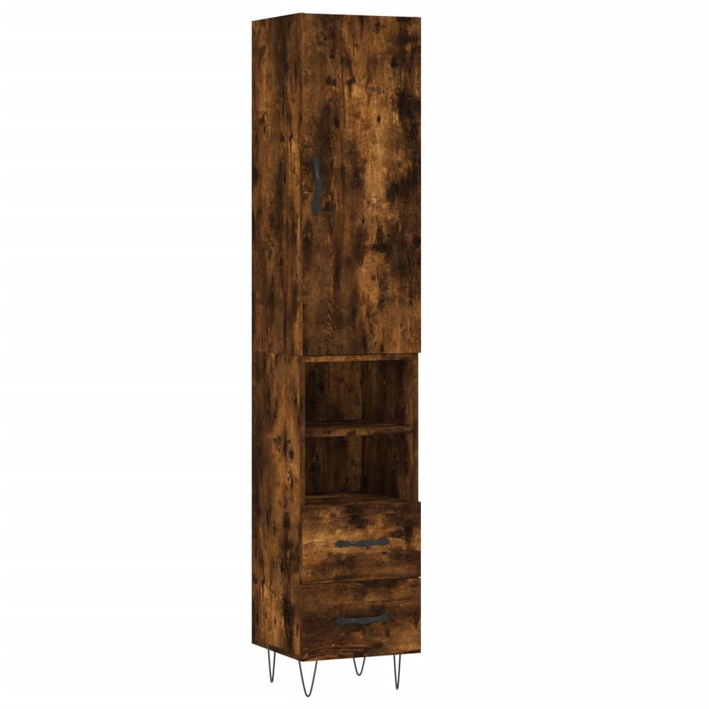 vidaXL Highboard Smoked Oak 34.5x34x180 cm Engineered Wood