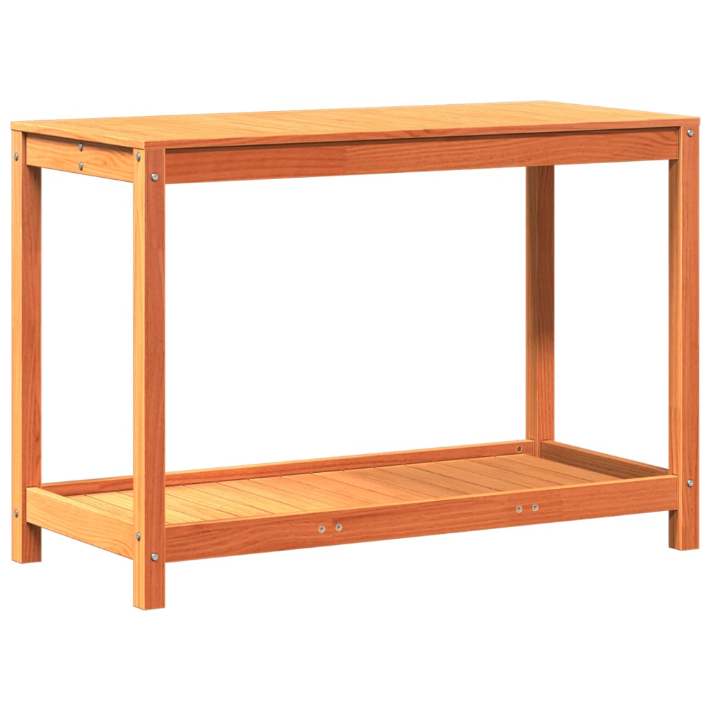 vidaXL Potting Table with Shelf Wax Brown 108x50x75 cm Solid Wood Pine