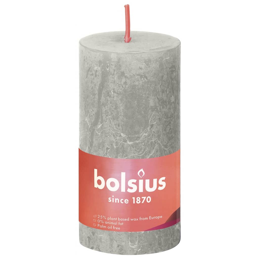 Bolsius Rustic Pillar Candles Shine 8 pcs 100x50 mm Sandy Grey