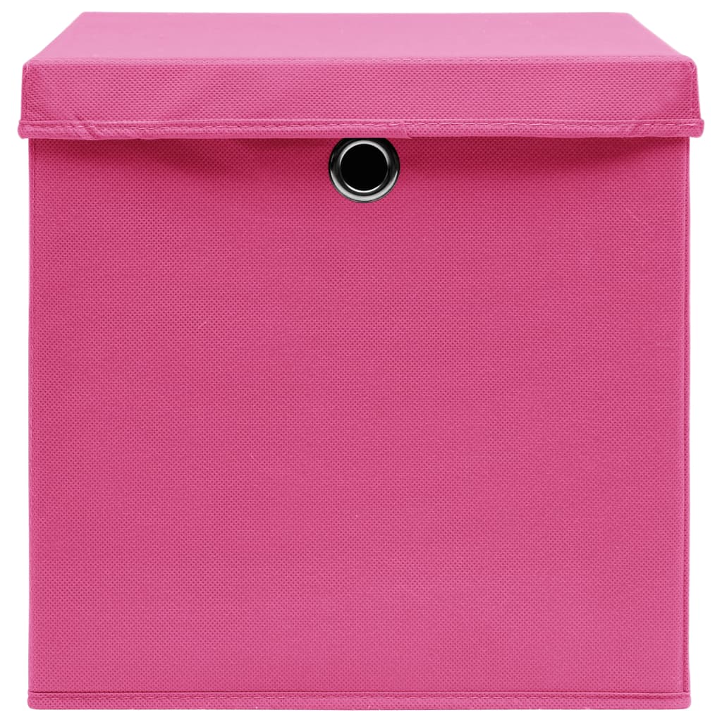 vidaXL Storage Boxes with Covers 10 pcs 28x28x28 cm Pink