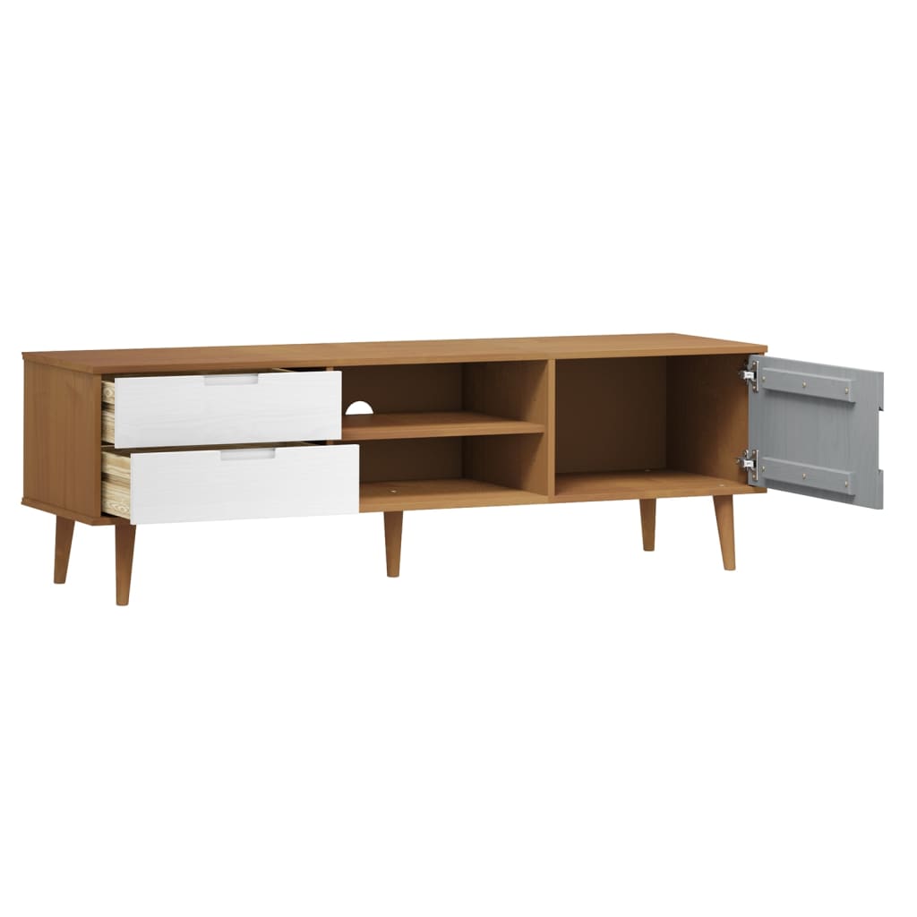 vidaXL TV Cabinet MOLDE Brown 158x40x49 cm Solid Wood Pine