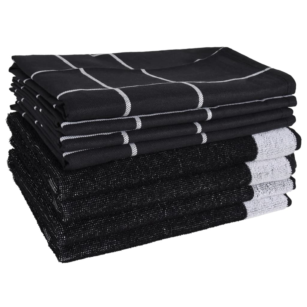 vidaXL 12 Piece Towel Set Black Cotton