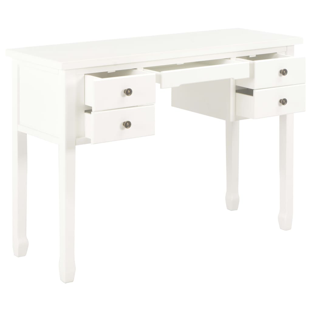 vidaXL Desk White 110x40x80 cm Solid Wood