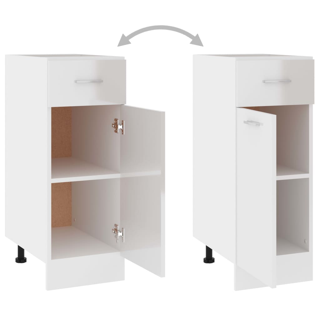 vidaXL Drawer Bottom Cabinet High Gloss White 30x46x81.5 cm Engineered Wood