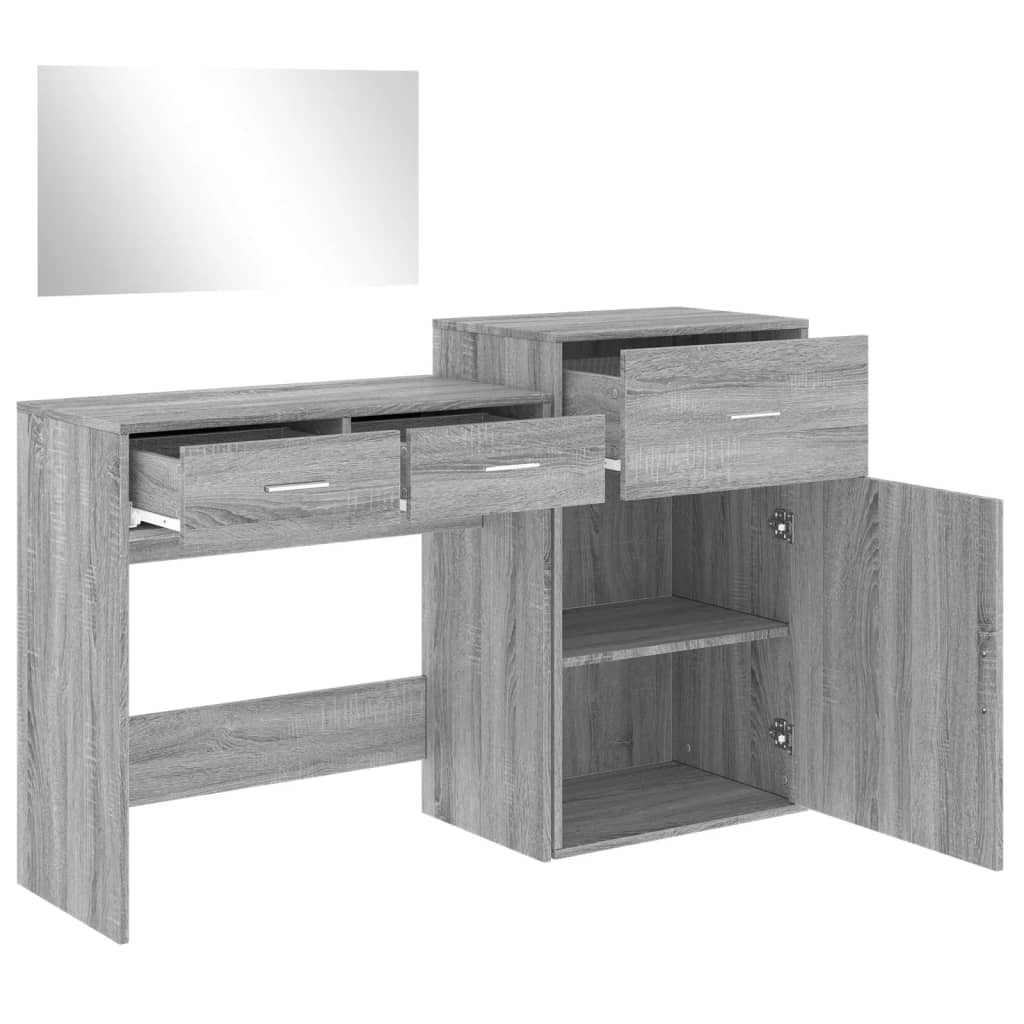 vidaXL 3 Piece Dressing Table Set Grey Sonoma Engineered Wood
