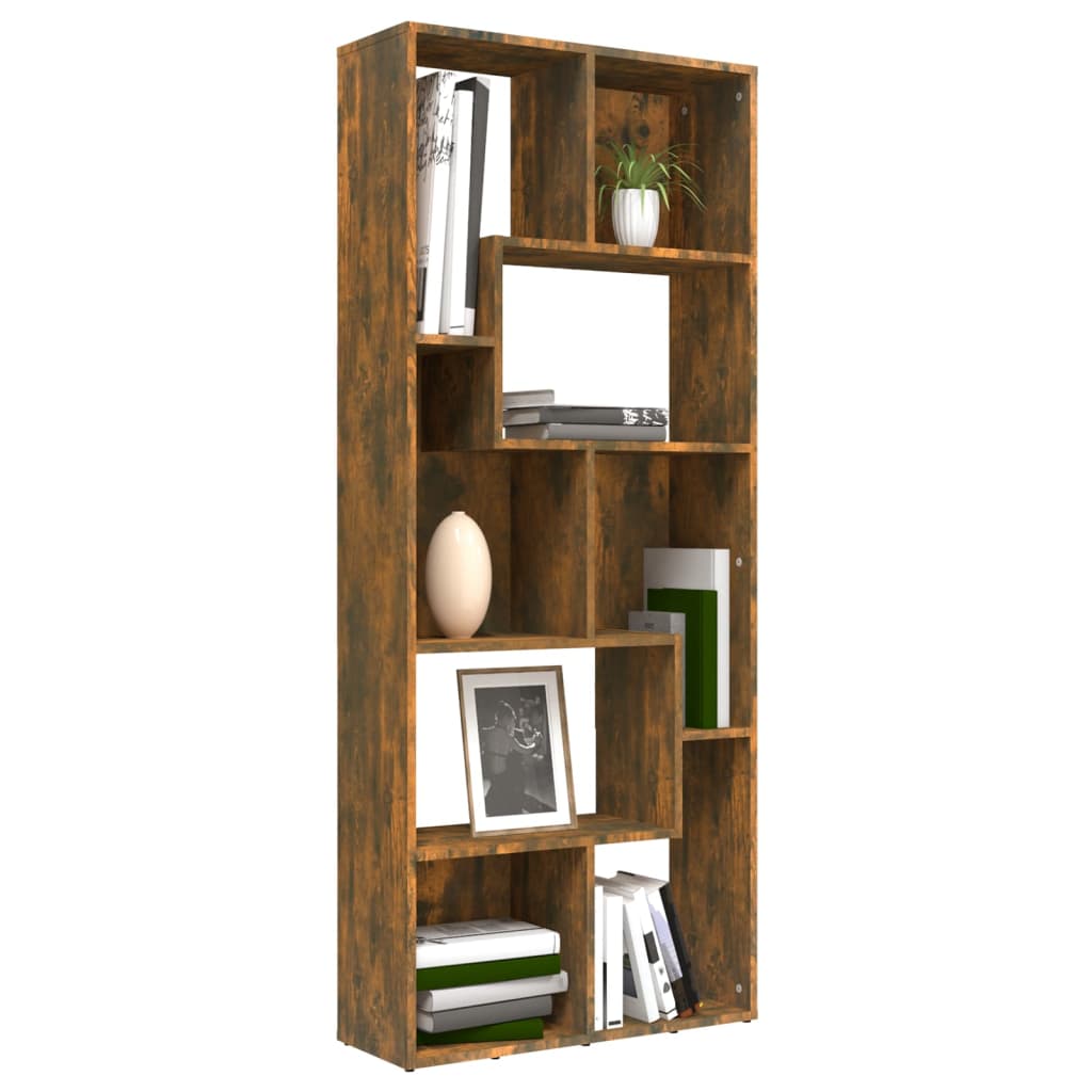 vidaXL Book Cabinet Smoked Oak 67x24x161 cm Engineered Wood