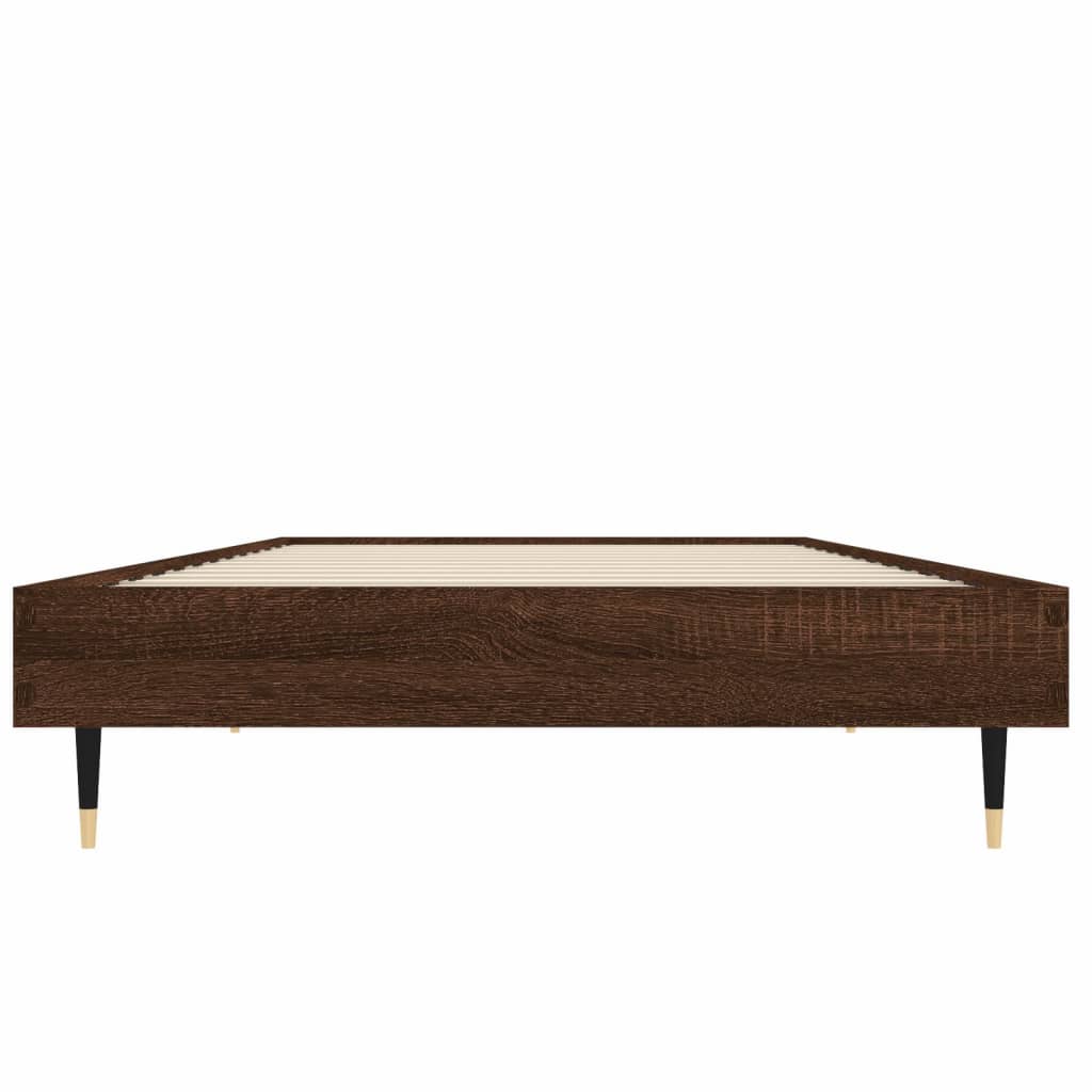vidaXL Bed Frame Brown Oak 75x190 cm Small Single Engineered Wood