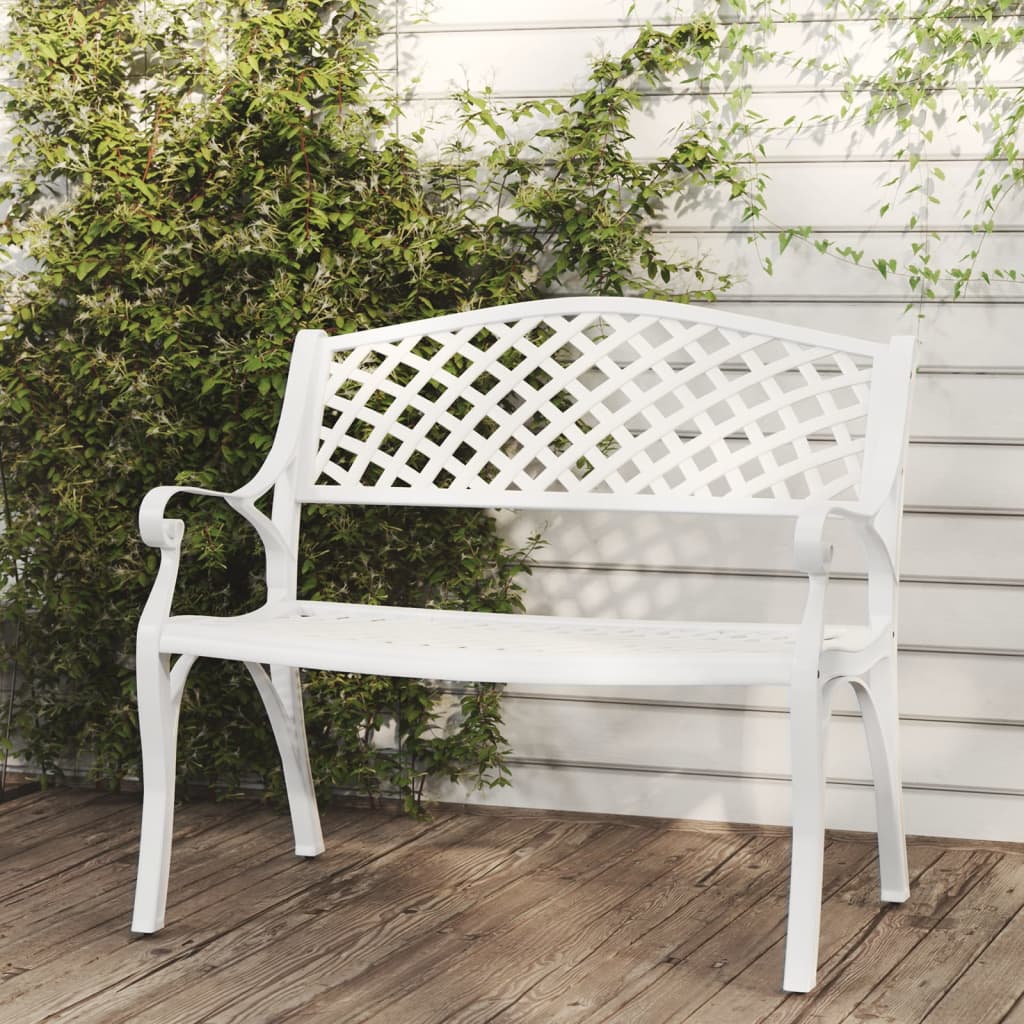 vidaXL Garden Bench 102 cm Cast Aluminium White