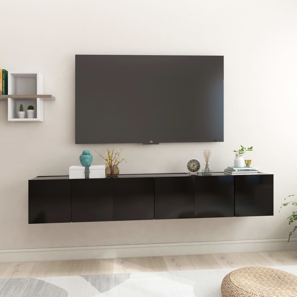vidaXL Hanging TV Cabinets 3 pcs Black 60x30x30 cm