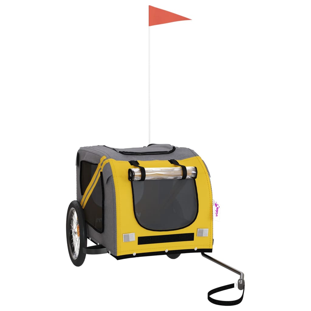 vidaXL Dog Bike Trailer Yellow and Grey Oxford Fabric and Iron vidaXL.ie