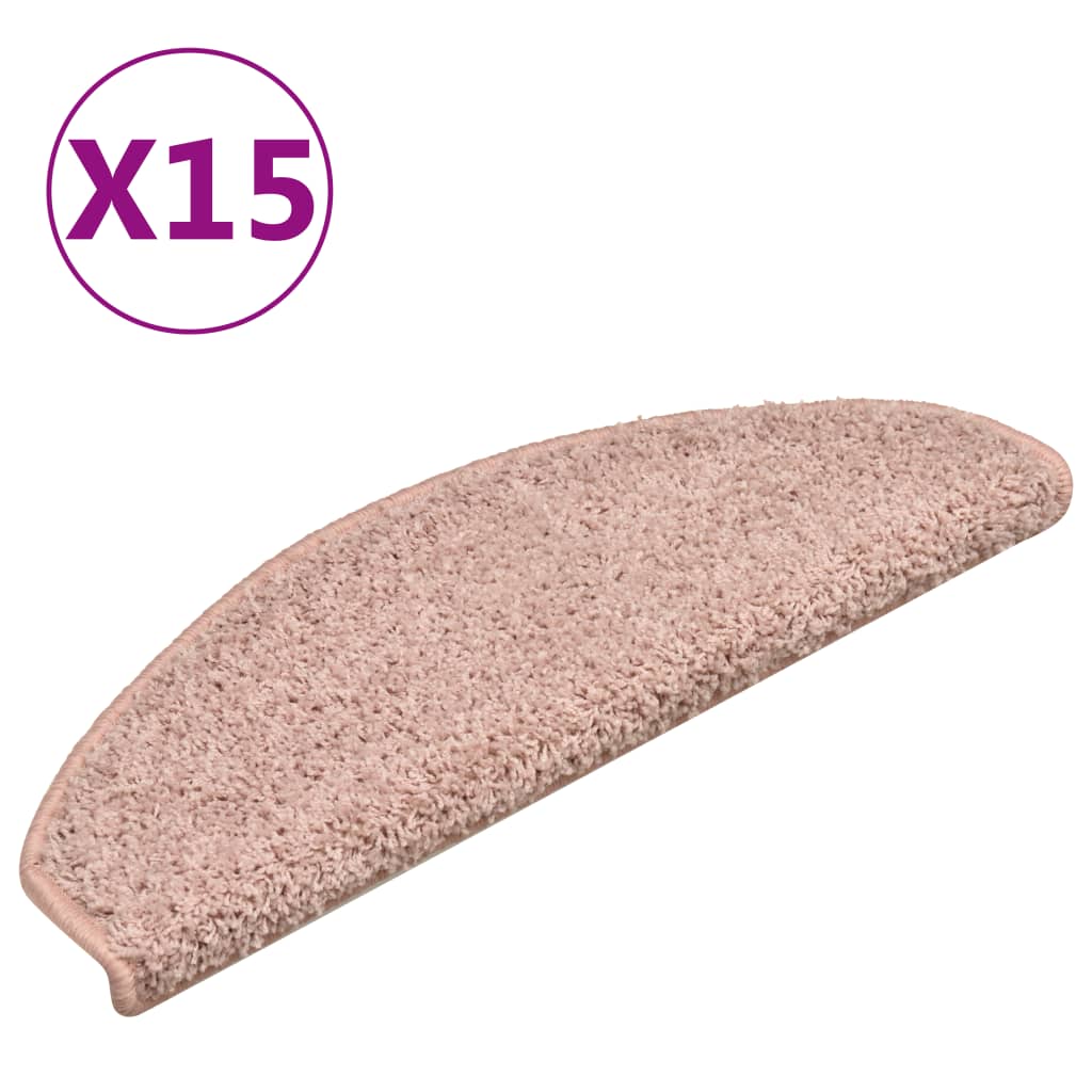 vidaXL Carpet Stair Treads 15 pcs Light Pink 65x21x4 cm