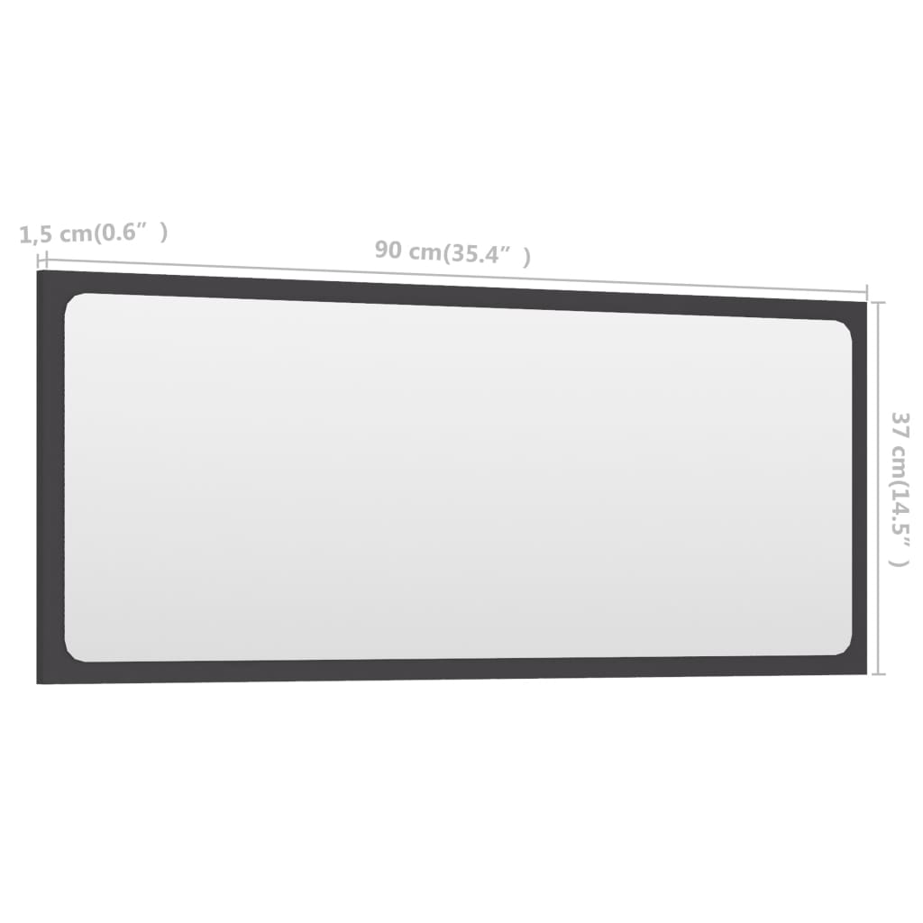 vidaXL Bathroom Mirror Grey 90x1.5x37 cm Engineered Wood