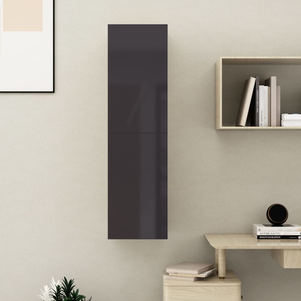vidaXL TV Cabinet High Gloss Grey 30.5x30x110 cm Engineered Wood