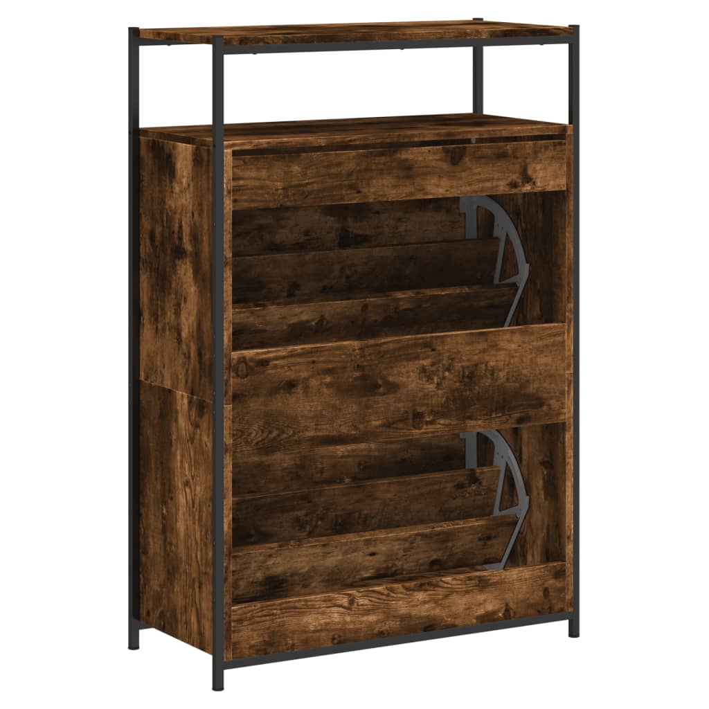 vidaXL Shoe Cabinet Smoked Oak 75x34x112 Engineered Wood