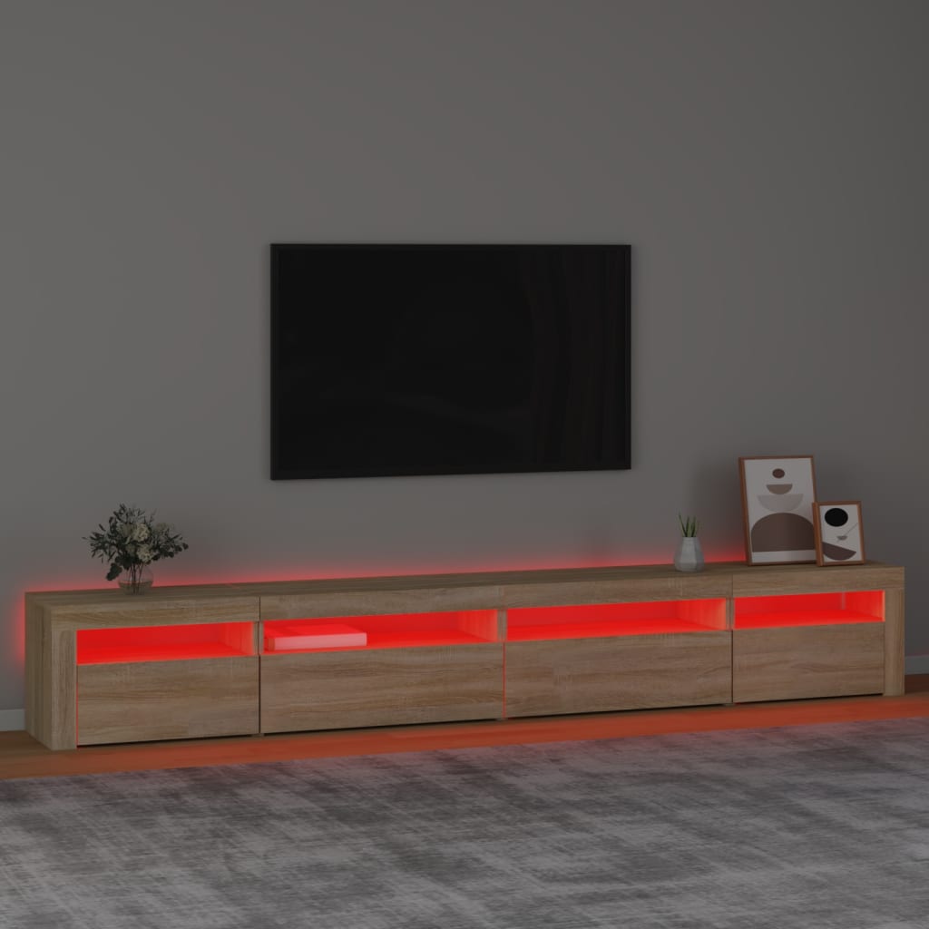 vidaXL TV Cabinet with LED Lights Sonoma Oak 270x35x40 cm