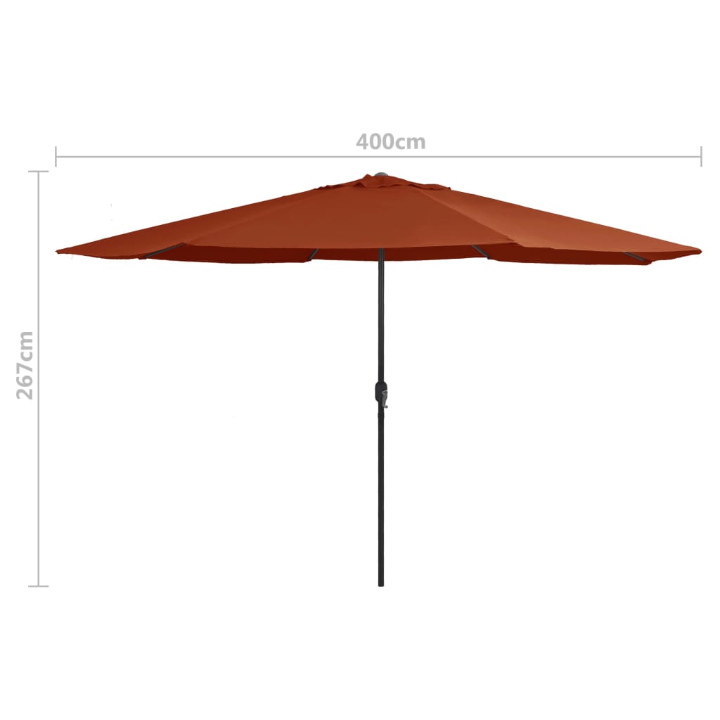 vidaXL Outdoor Parasol with Metal Pole 400 cm Terracotta