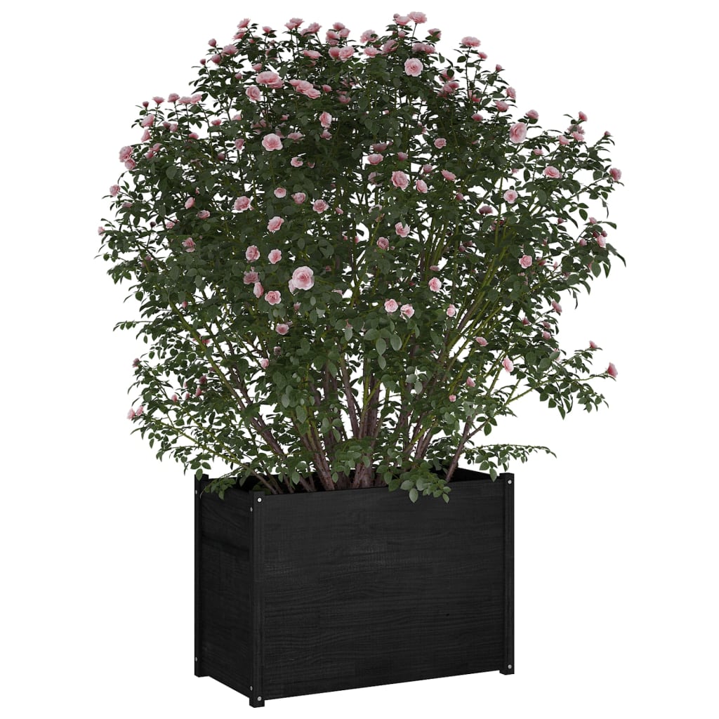vidaXL Garden Planter Black 100x50x70 cm Solid Pinewood