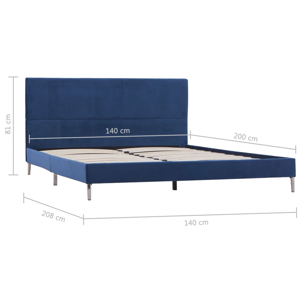 vidaXL Bed Frame Blue Fabric 135x190 cm Double