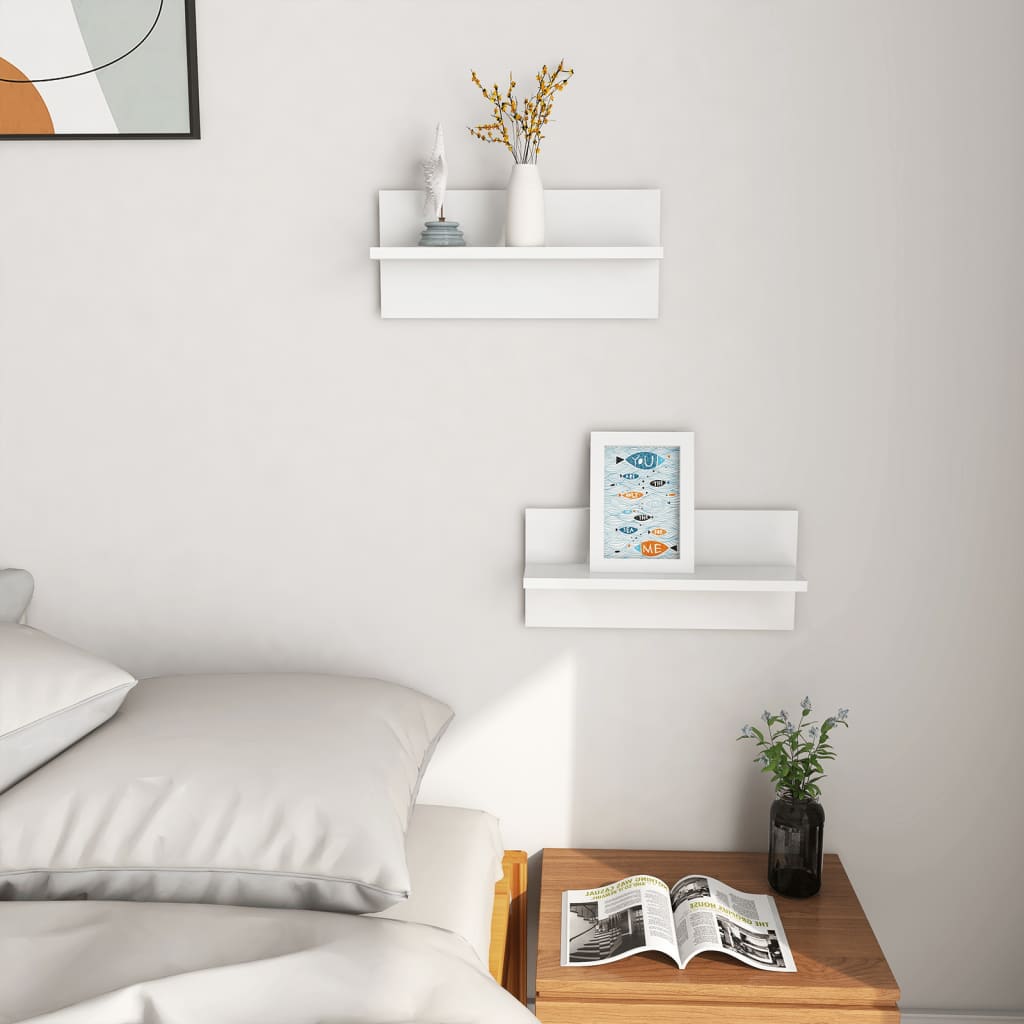 vidaXL Wall Shelves 2 pcs High Gloss White 40x11.5x18 cm