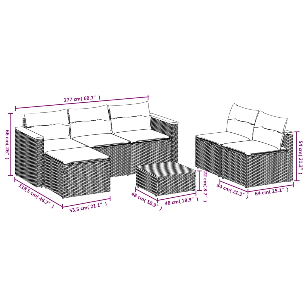vidaXL 5 Piece Garden Sofa Set with Cushions Beige Poly Rattan Acacia