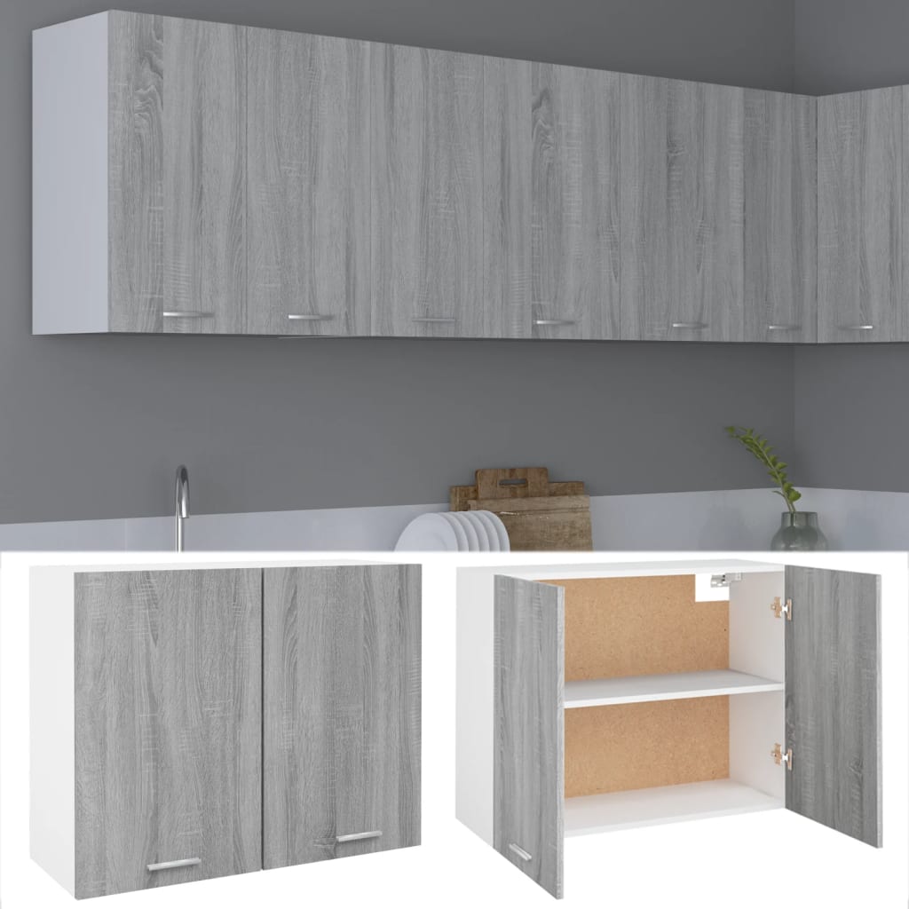 vidaXL Hanging Cabinet Grey Sonoma 80x31x60 cm Engineered Wood