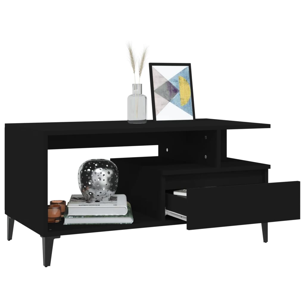 VidaXL Coffee Table 90x50x40 cm With LED Lights For Modern Living Room Decor And Storage