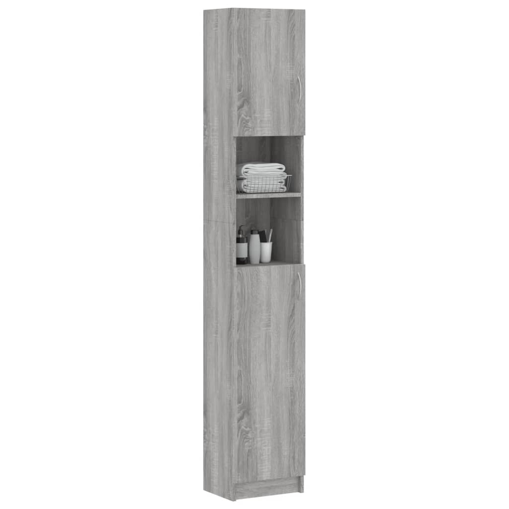 vidaXL Bathroom Cabinet Grey Sonoma 32x25.5x190 cm Engineered Wood