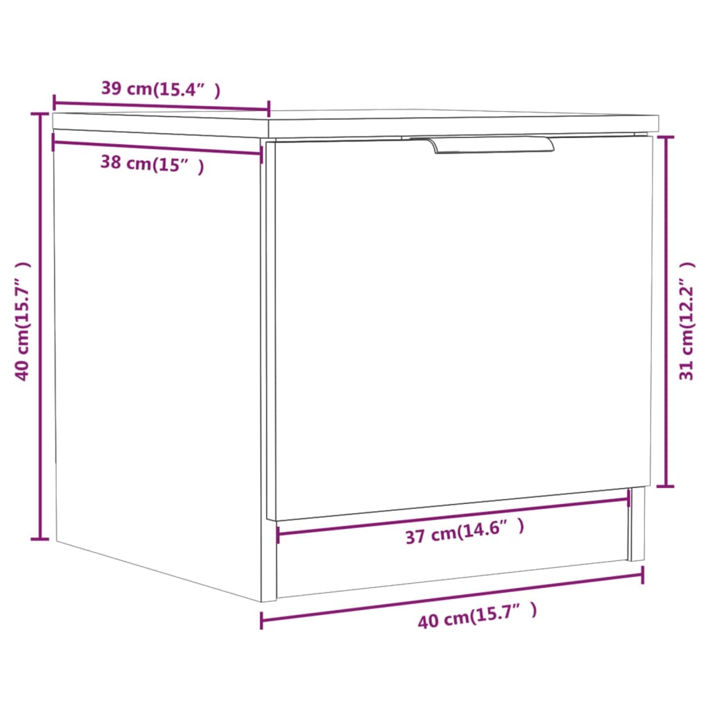 vidaXL Bedside Cabinets 2 pcs White 40x39x40 cm
