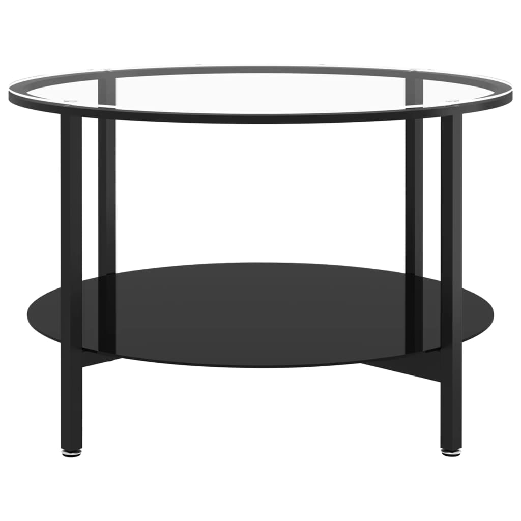 vidaXL Tea Table Black and Transparent 70 cm Tempered Glass