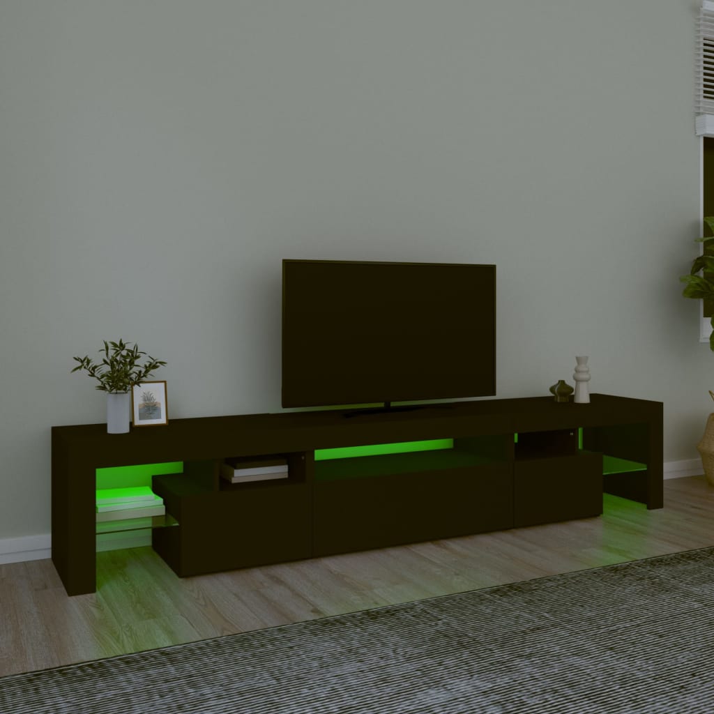 vidaXL TV Cabinet with LED Lights Black 215x36.5x40 cm