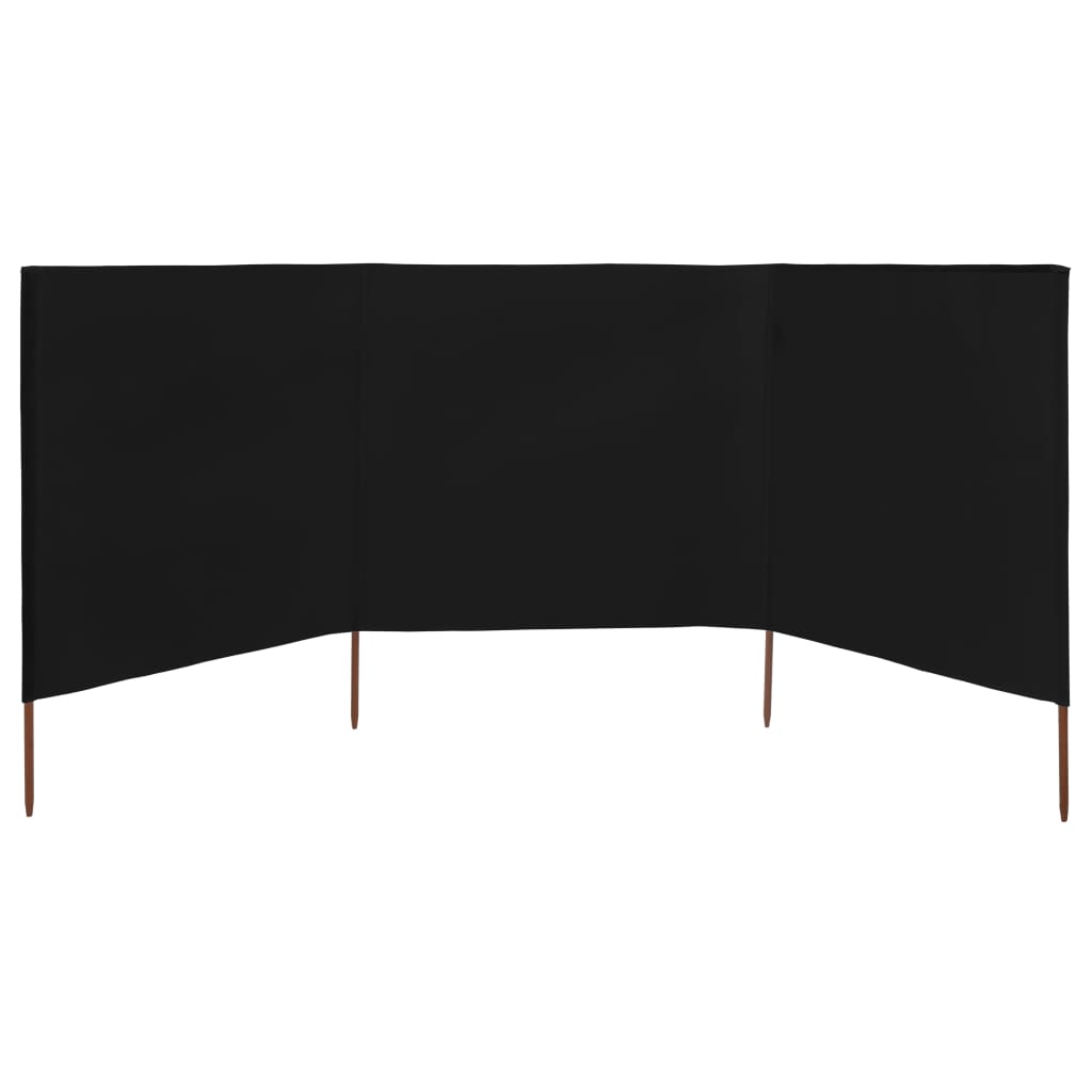 vidaXL 3-panel Wind Screen Fabric 400x80 cm Black